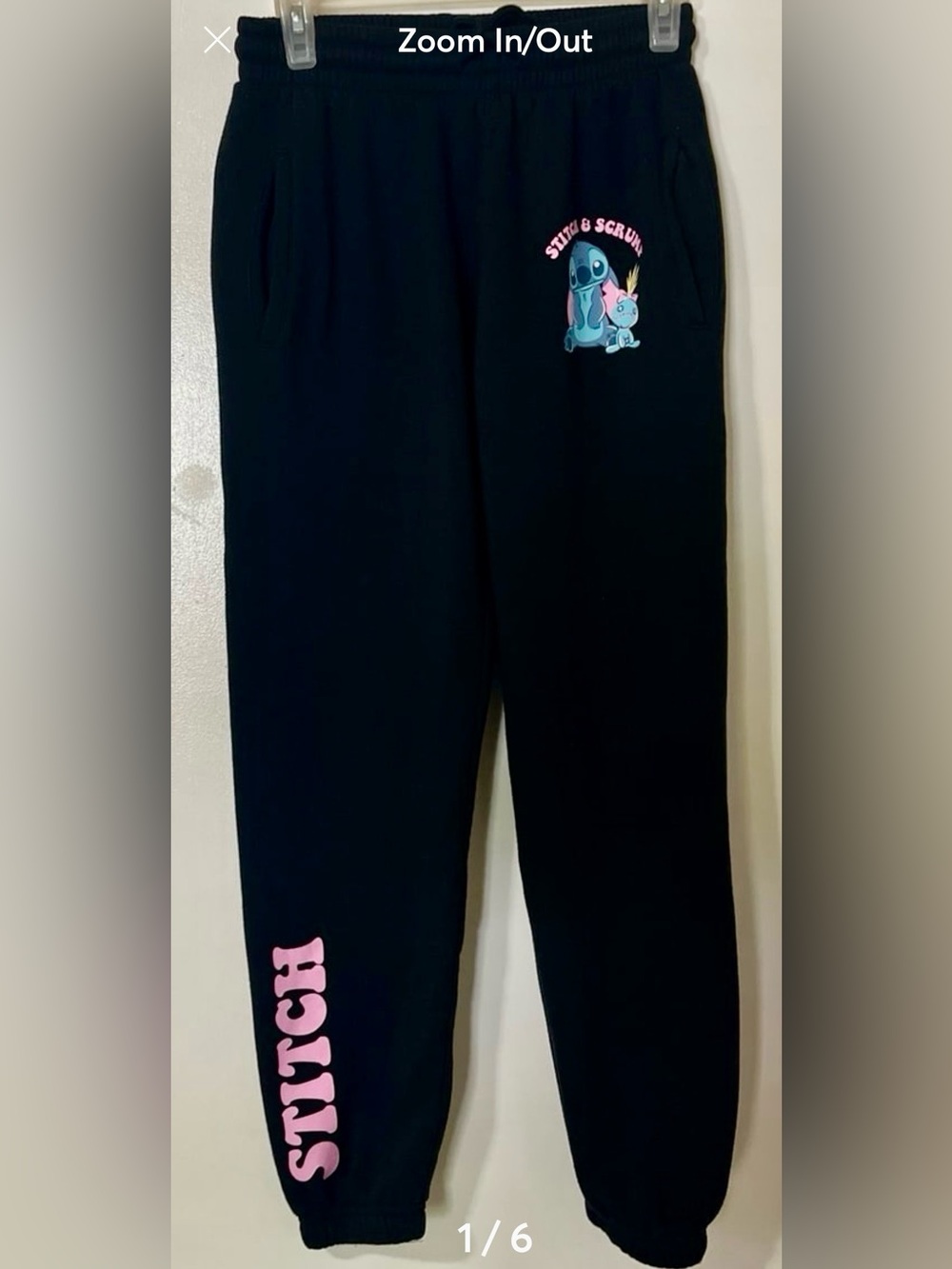 Women’s Disney Lilo & Stitch Black Sweatpants with Stitch & Scrump Graphics